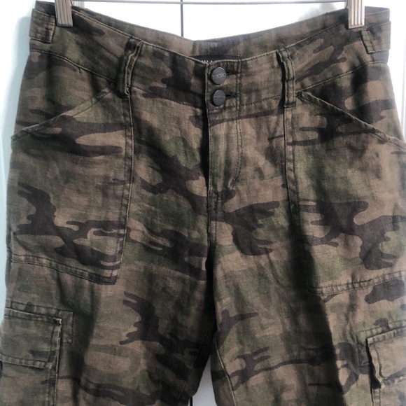 Sanctuary by Anthropologie Linen Relaxed Fit Camo Cargo Pants Size 25 - Picture 7 of 16